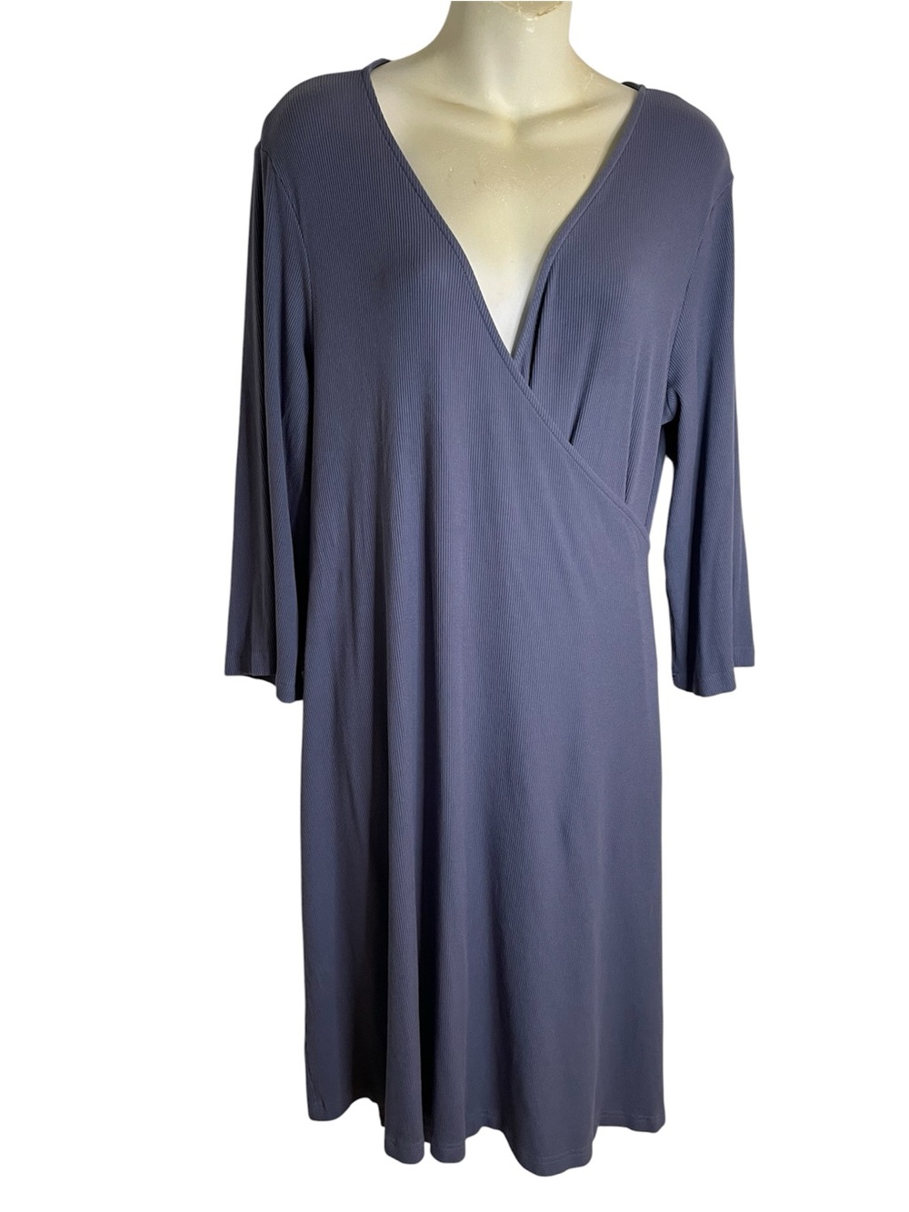 Caden Lane Ribbed Knit maternity robe slate blue One Size Soft Cozy bamboo